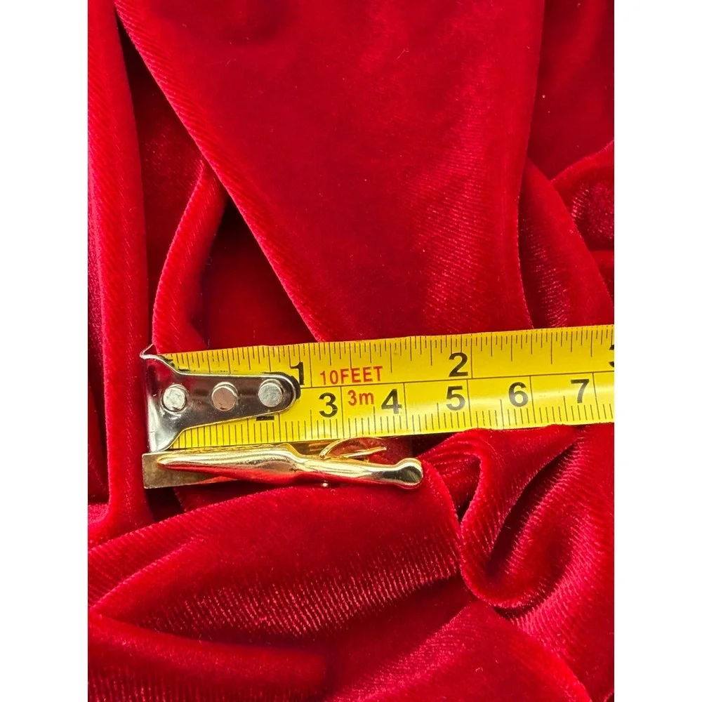 Vintage MCM Gold Tone Tie Bar Red Rhinestone Mid Century Modern Men Accessory